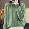 Spring Autumn and Winter Round Neck Solid Color Knitwear Vintage Fried Dough Twists Pullover Women Thick Slim Sweater Long Sleeve Warm Top Casual