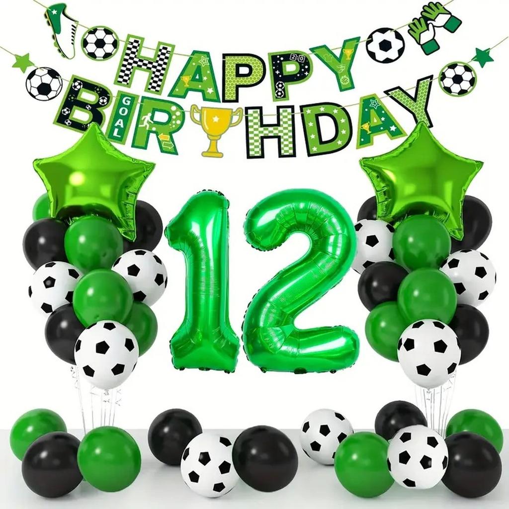Football Themed Foil Balloon Set Number Balloons Party Decoration Kit Birthday Celebration Accessories Sports Event Supplies