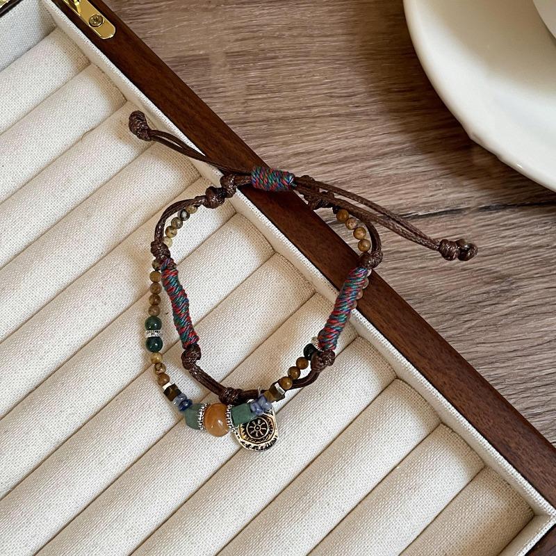 Irregular Stone Beaded Geometric Round Color Bracelet Retro Ethnic Style Bracelet Niche High-end Jewelry Women