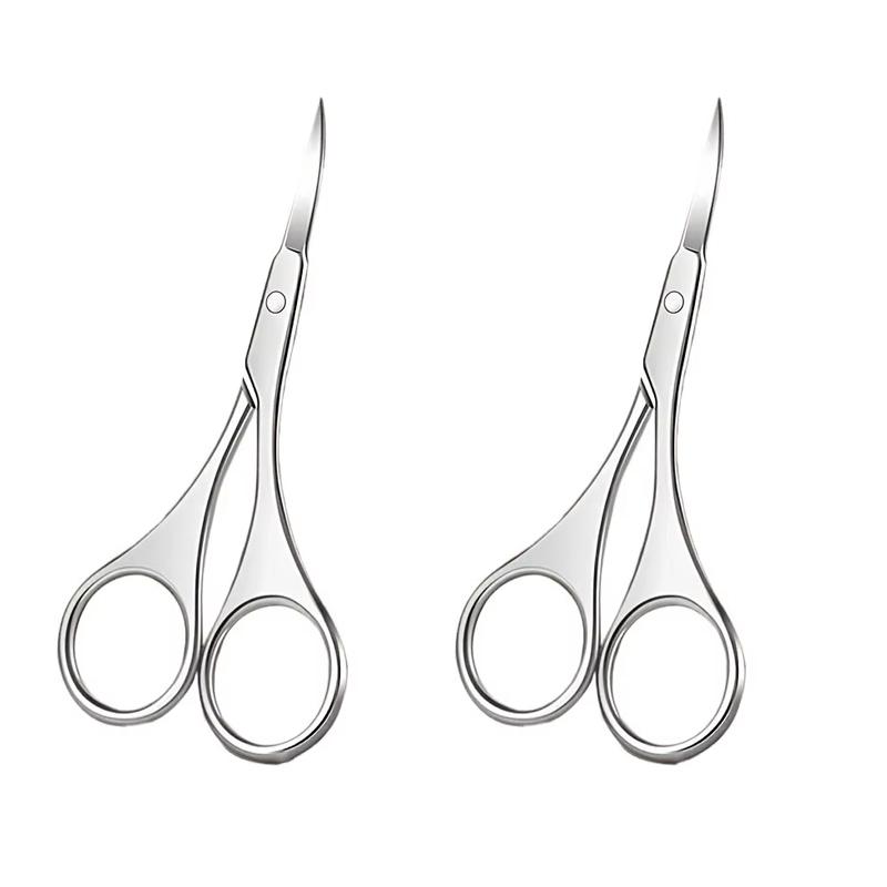 Professional Stainless Steel Precision Scissors for Eyebrows & Nose Hair - Dual-Handed, Ideal for Facial Hair Removal & Trimming