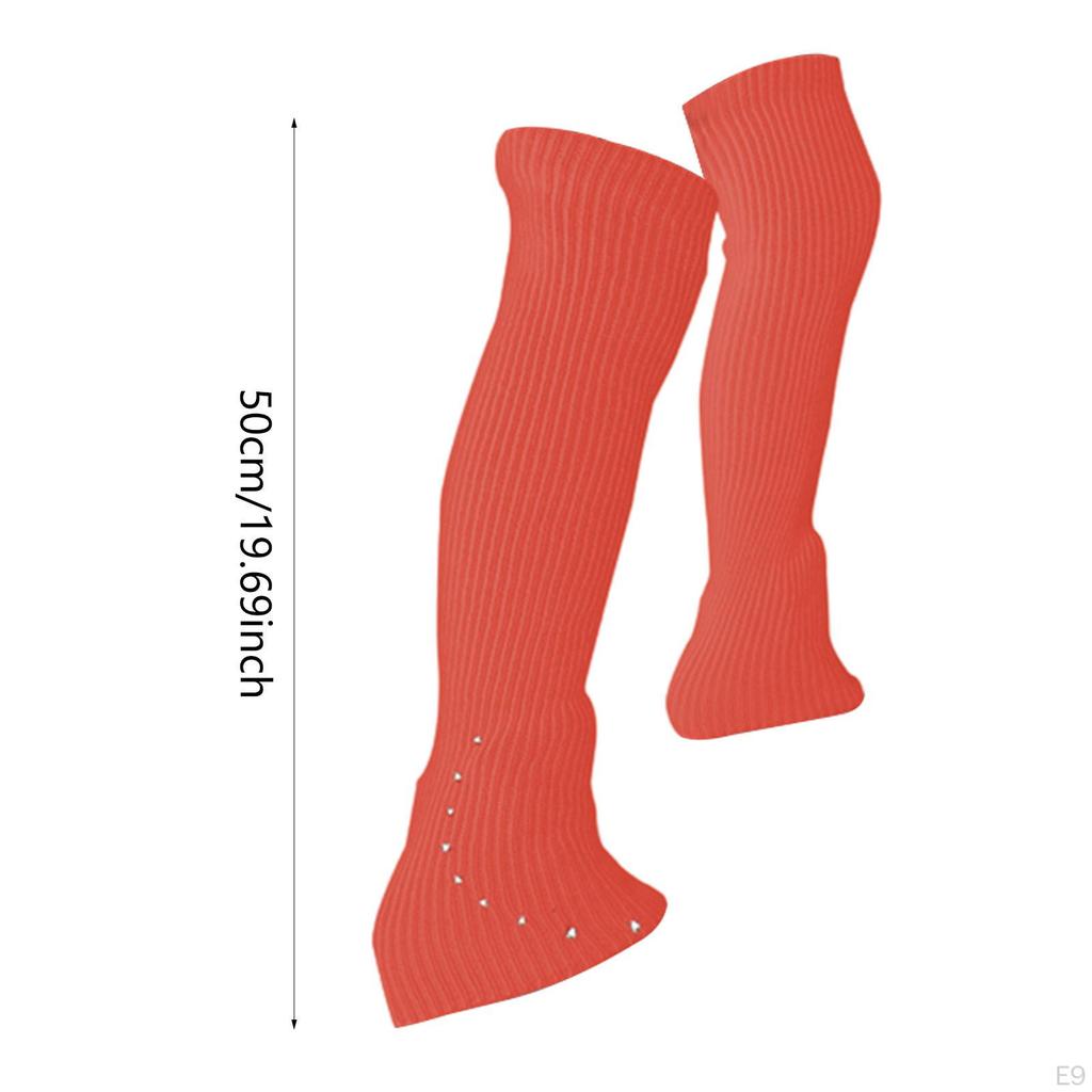 Figure Skating Leg Warmers Knitted Long Decoration Socks with Rhinestone for