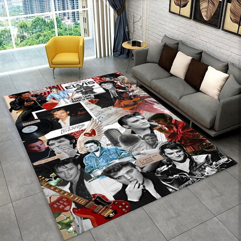 Tappeto Antiscivolo Retrò The King E-Elvis Presley per Soggiorno, Camera da Letto, Sala Giochi, Tappeto Morbido Pavimento Tappeto Decorazione Casa Stanza Bambini