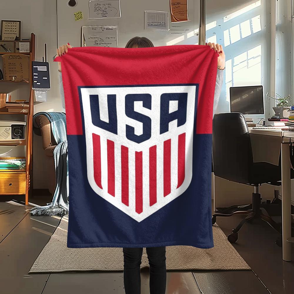 1Pc USWNT Print Flannel Blanket, High quality Comfortable for All Seasons, Home Decor, Warmth and Comfort, Perfect for Christmas GiftS