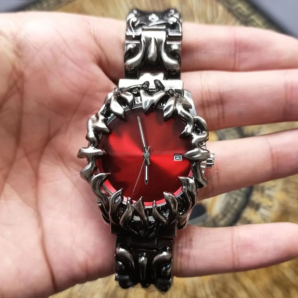 Y2k Red Devil Claw Hot Sell Original Alabaster Style Quartz Watch Men Unisex Hot Medieval Old Unique Creative High Quality Clock