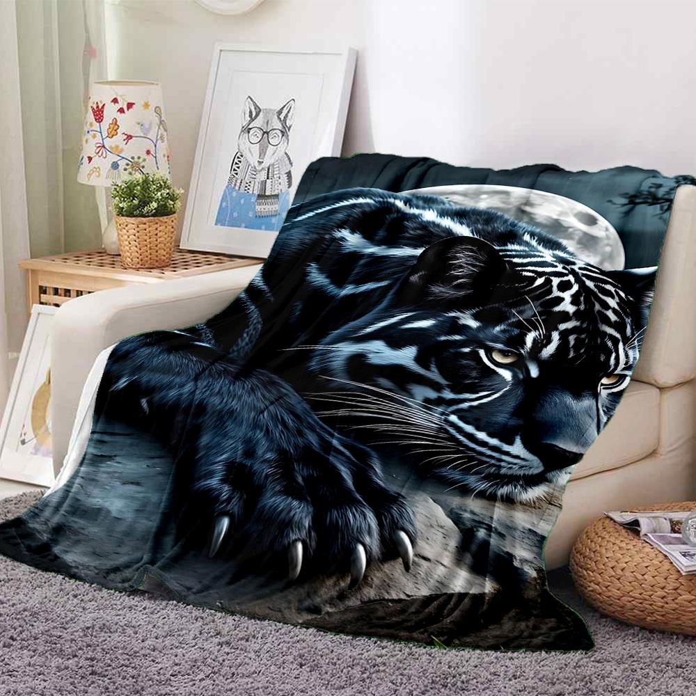 1pc Black Panther Print Blanket Lightweight Blanket Throw Blanket For Sofa, Bed, Travel, Camping, Livingroom, Office, Couch, Chair yy251010051