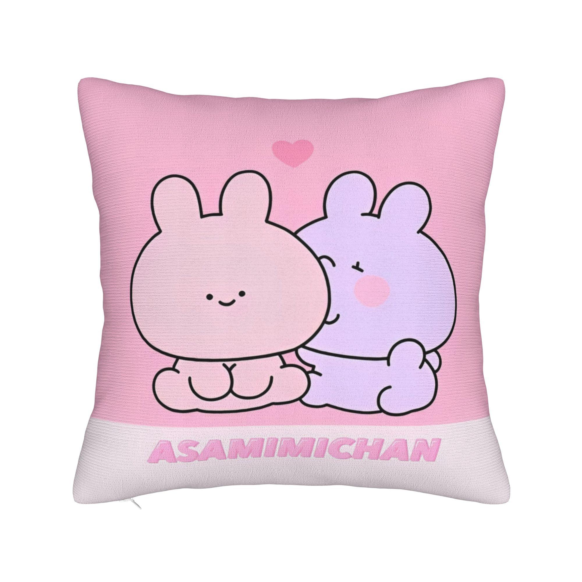 

Asamimichaan Asleep Cartoon Square Pillowcases Sofa Kawaii Asamimi Cushion Case Funny Home Decoration Throw Pillow Case 50x50cm 20x20in
