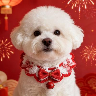 National Style Cartoon Chinese Style Pet Scarf Funny Red Puppy Collar Decorative Collar Adjustable Cat Knitted Scarf Pet Costume