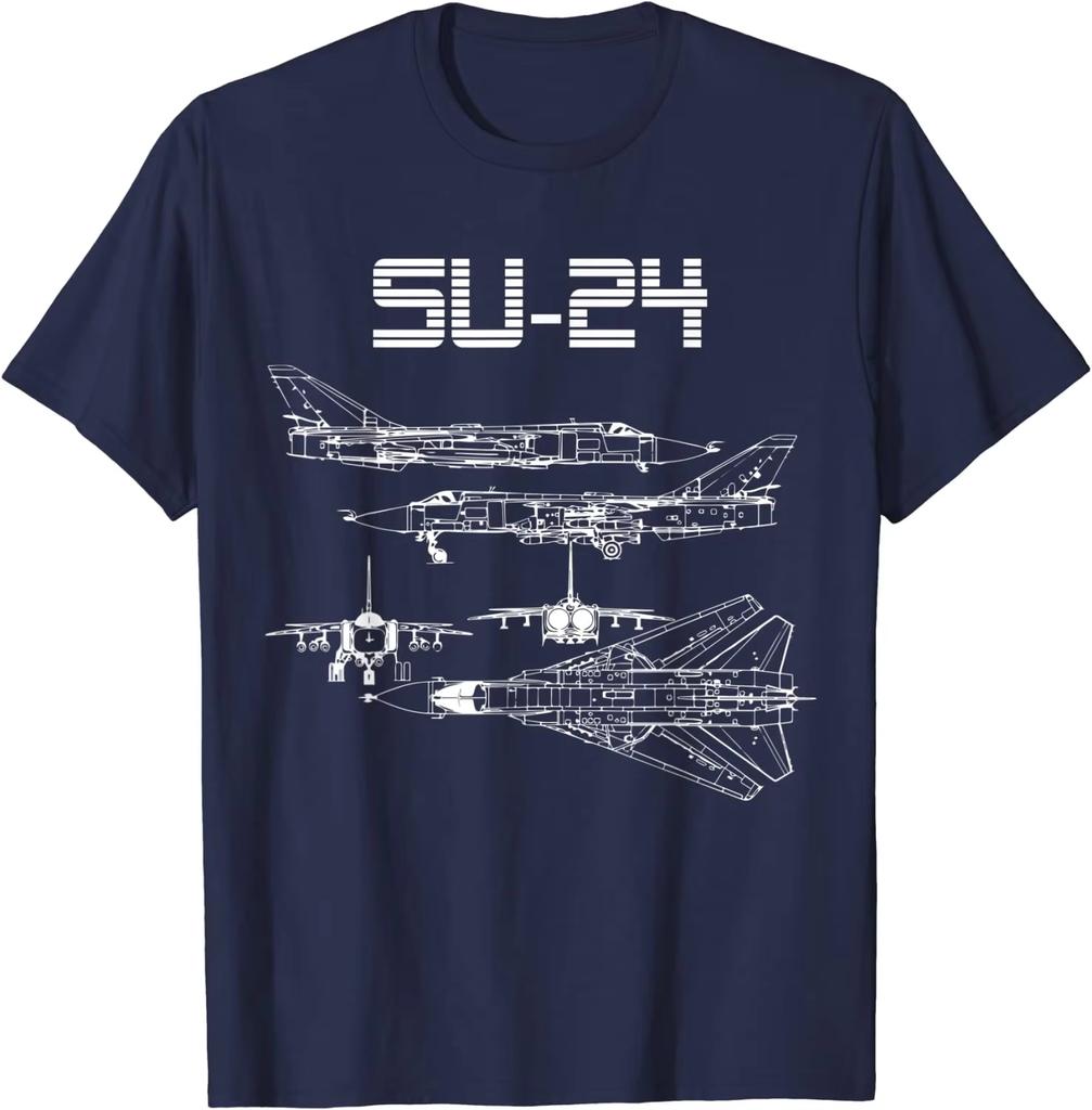 Su24 Soviet Plane Warbird Blueprint Schematics Diagram Men TShirt Short Sleeve Casual Summer Boys TShirts
