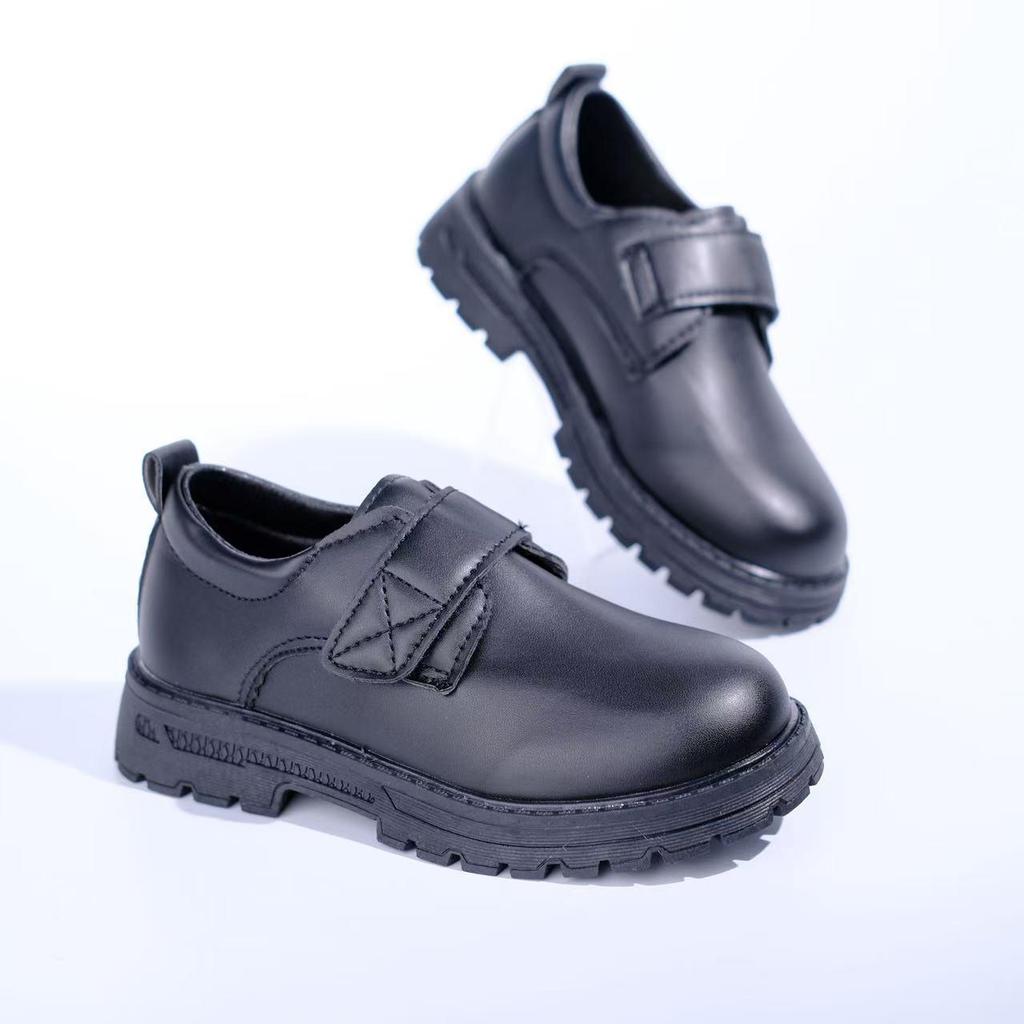 2026 British Style Leather School Shoes for African Children, PU Velcro, Boys' Student Footwear