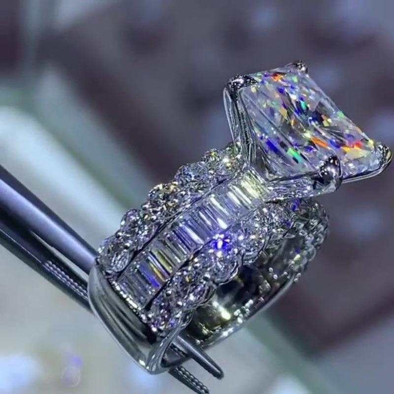 Elegant Silver Plated Promise Ring with Shining Zirconia - Perfect for Engagement Or Wedding, Symbol of Elegance and Nobility F078-Silver-10