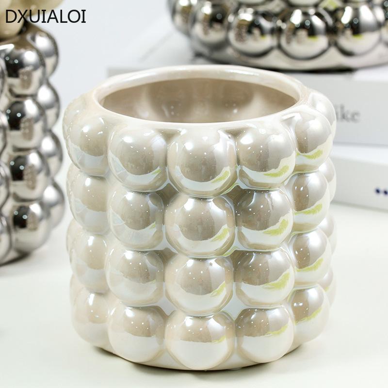 Nordic Style 3D Ceramic Vase Flower Arrangement Device Pen Holder, Makeup Brush, Storage Jar Flower Pots Home Decor