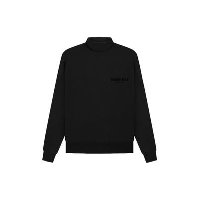 Fear of God Essentials Autumn SS22 Velour Logo High-Neck Long-Sleeve Fleece Sweatshirt Men Tops Black FOG-SS22-611
