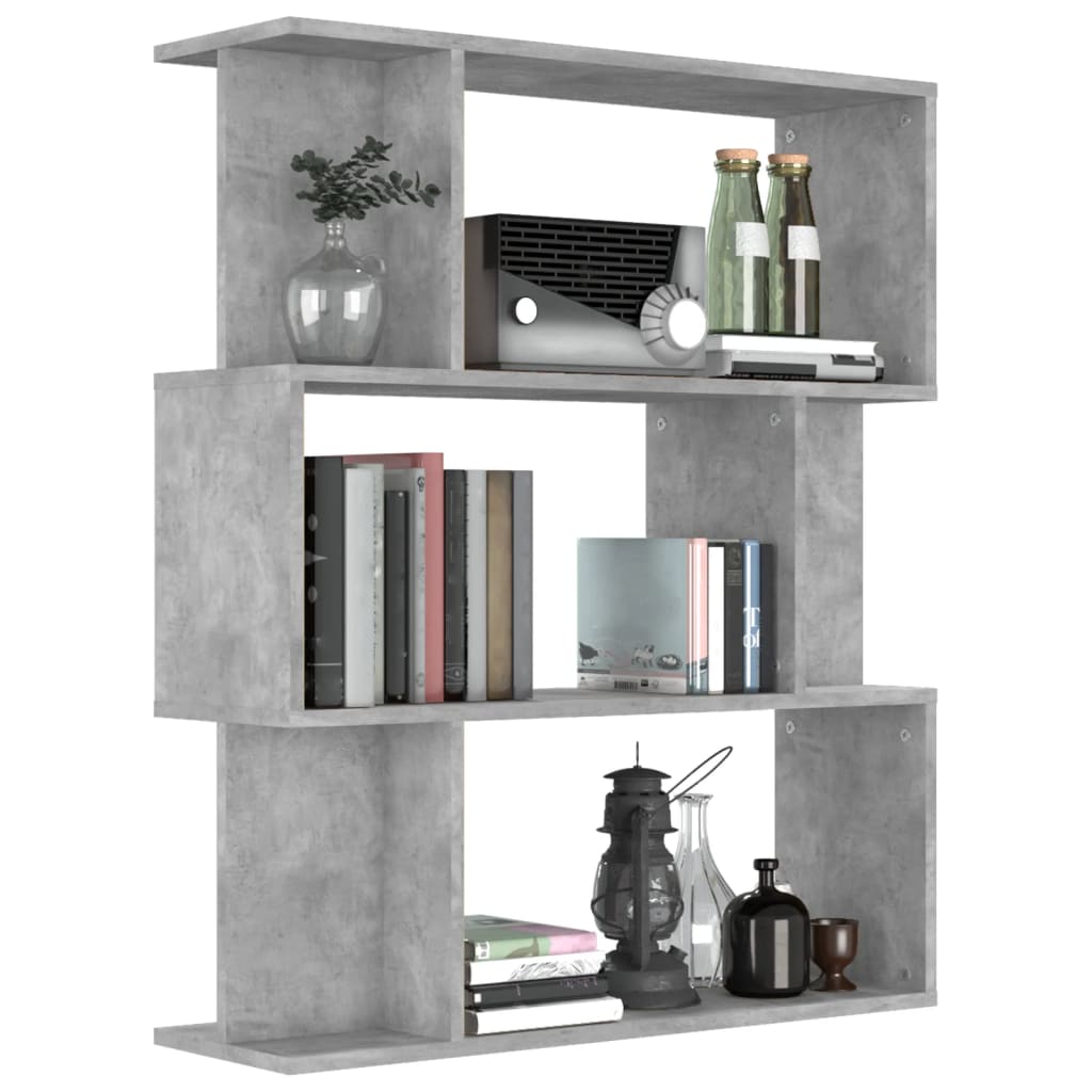 Bookshelf Room Divider Concrete Grey 80 x 24 x 96 cm Engineered Wood