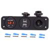 Car Accessories - Three-Function Dual USB Charger + LED Voltmeter + 12V Socket Panel Rechargeable Power Adapter Suitable For Yacht Car Accessories