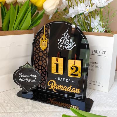 Nouveau Calendrier de Compte à Rebours pour le Ramadan en Acrylique Ramadan Kareem Fourniture de Fête Ornement Eid Mubarak Décoration de Ramadan DIY