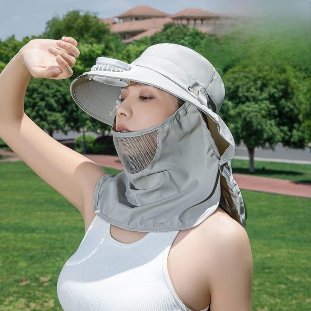 Chapéu Ventilador Solar de Aba Larga com Proteção Facial Chapéu de Pescador Chapéu Fashion com Proteção UV Roupa de Praia