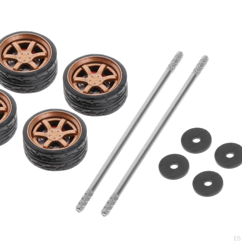 1:64 Scale Car Rubber Wheel Rims Soft Tires for RC 1/64 of 4