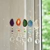 Crystal Rock Moon Sun Catcher Wind Chime Colorful Agate Slice Pendant Garden Hanging Ornament Room Balcony Decor