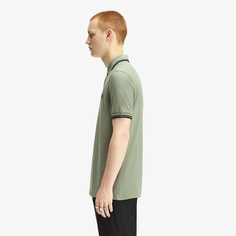 FRED PERRY [M3600] Twin Tip Fred Perry Shirt - Seagrass/Black Afpm2613600-S23