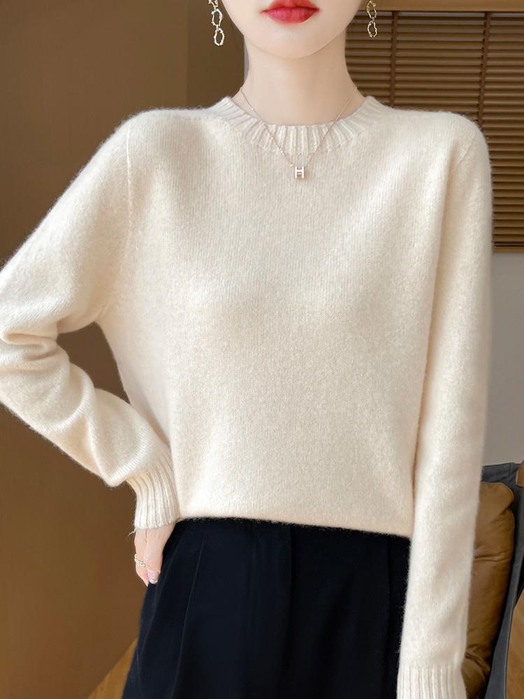 100% Pure Wool Loose Knit Fashion Sweater - Cashmere Thickened Pullover for Autumn/Winter.