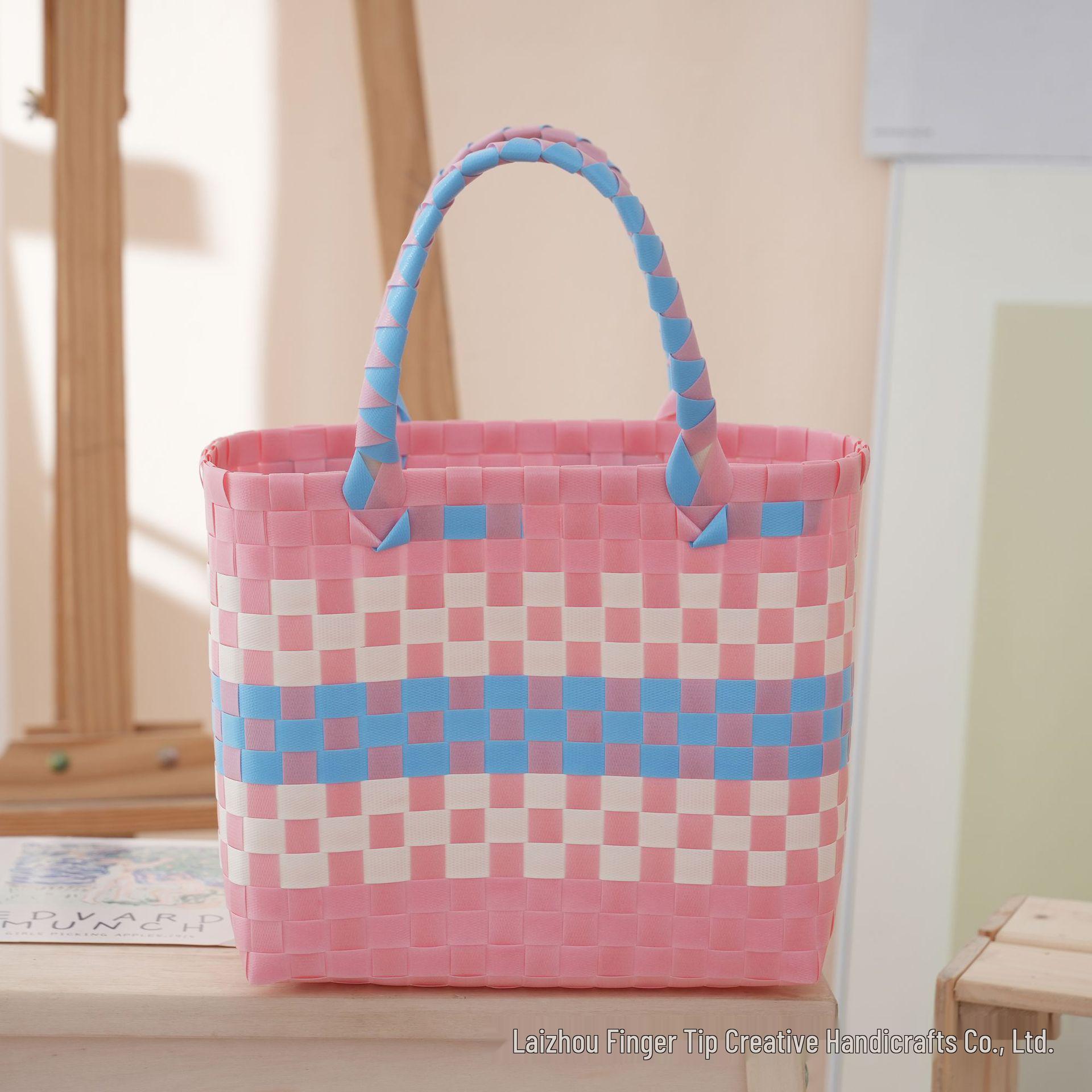 

Красочная мультяшная кошка, большая вместимость, плетеная сумка - Идеально подходит для покупок, пикников и прогулок