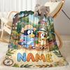 Bluey's Bubble Adventure Customize Text Blanket Cozy Customizable Blanket Durable Comfort for Office Picnics Office Chair Livingroom