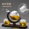 Whiskey Decanter Glass Set Crystal Globe Whisky Vodka Sailboat in Decanter with Finished Wooden Stand Bar Tools Bartending
