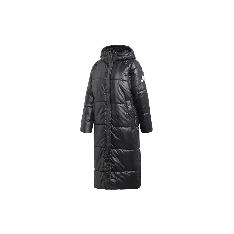 adidas Women s Big Baffle Hooded Mid-Long Cotton Jacket Black DZ1486 L