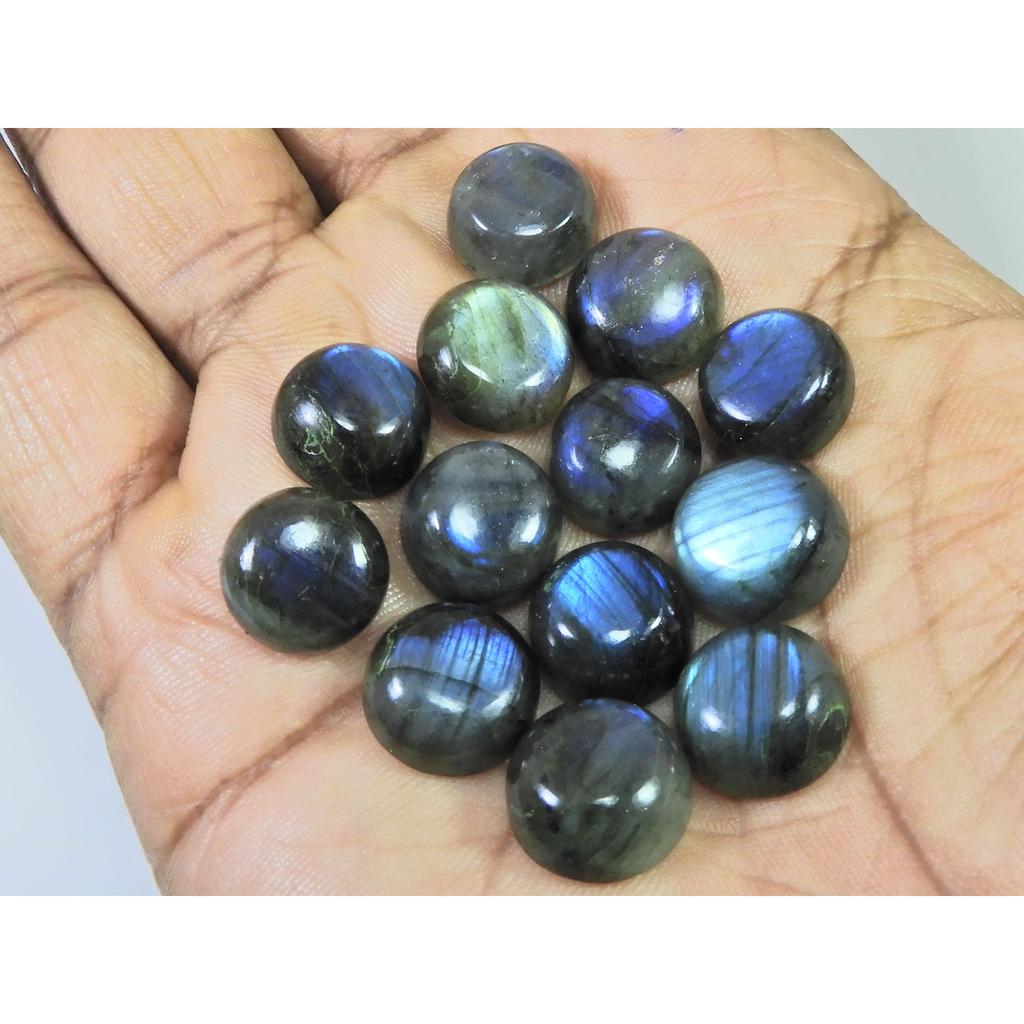 12X12MM Natural Labradorite Blue Round Cabochon Loose Gemstone 13Pcs Lot C-1033