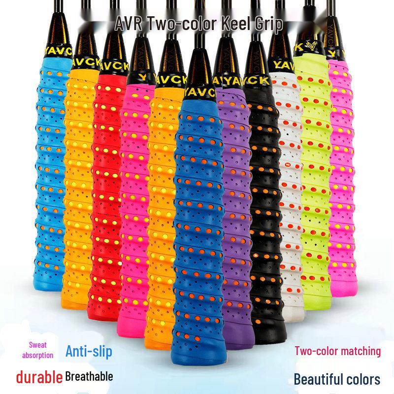 Dual-Color Non-Slip Grip Tape for Rackets & Fishing Rods – Sweat-Absorbent, Breathable, and Wear-Resistant