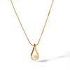 Hollow Teardrop Pearl Pendant Necklace Elegant Titanium Steel Choker