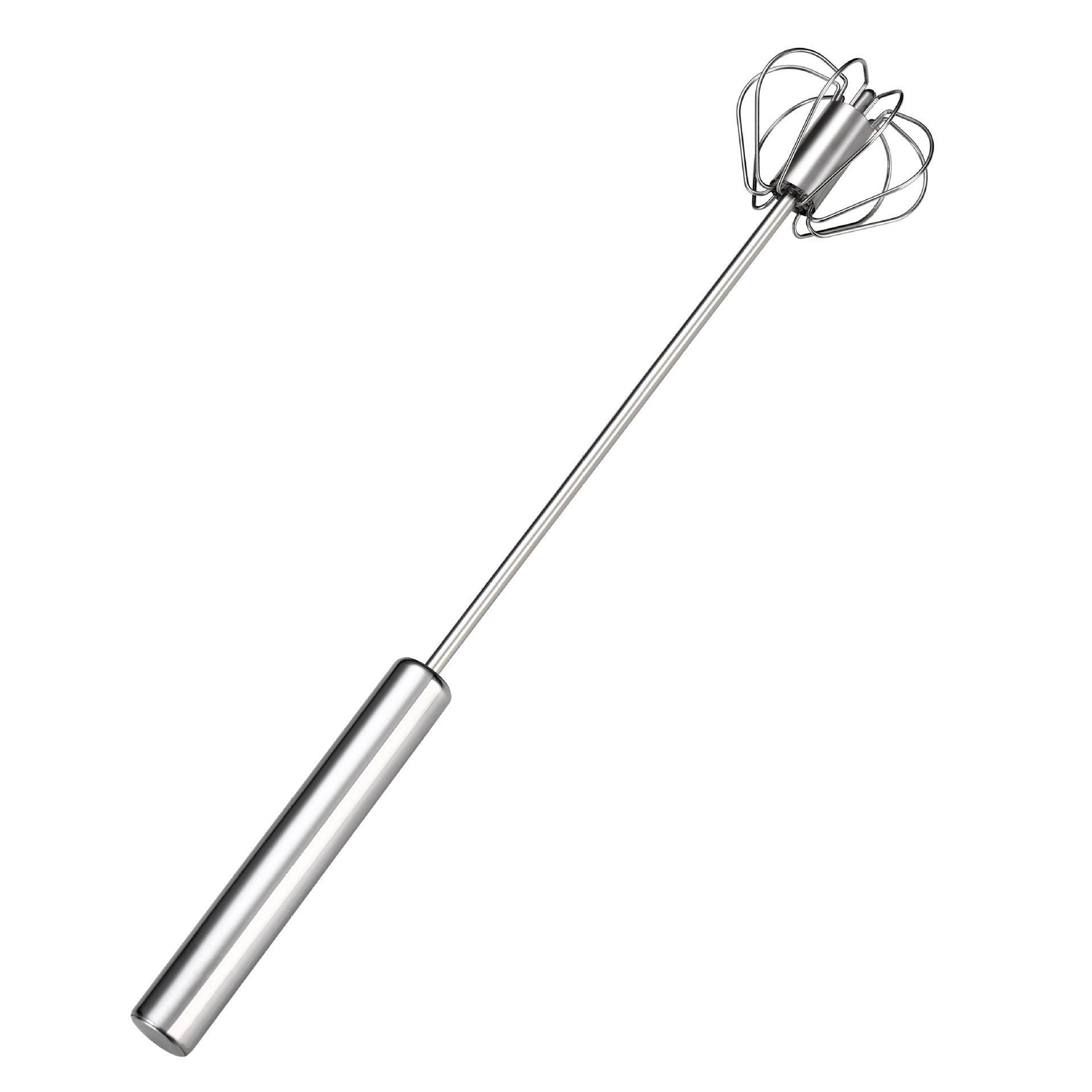 Stainless Steel Semi-Automatic Rotary Egg Beater - Handheld Whisk for Cream and Baking