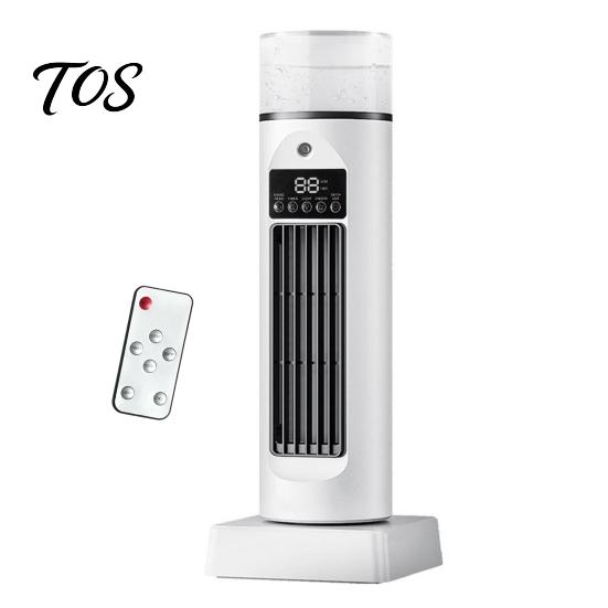 Compact Cooling Fan for Home Tower Fan, 6 Speed Bladeless Air Cooler & Humidifier with Versatile USB Powered Remote Water Tank, Quiet Desktop