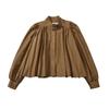Counter Same Zbzr Autumn New Women clothes Western Style Fashion Stand Collar Lantern Sleeve Pleat Design Sense Top