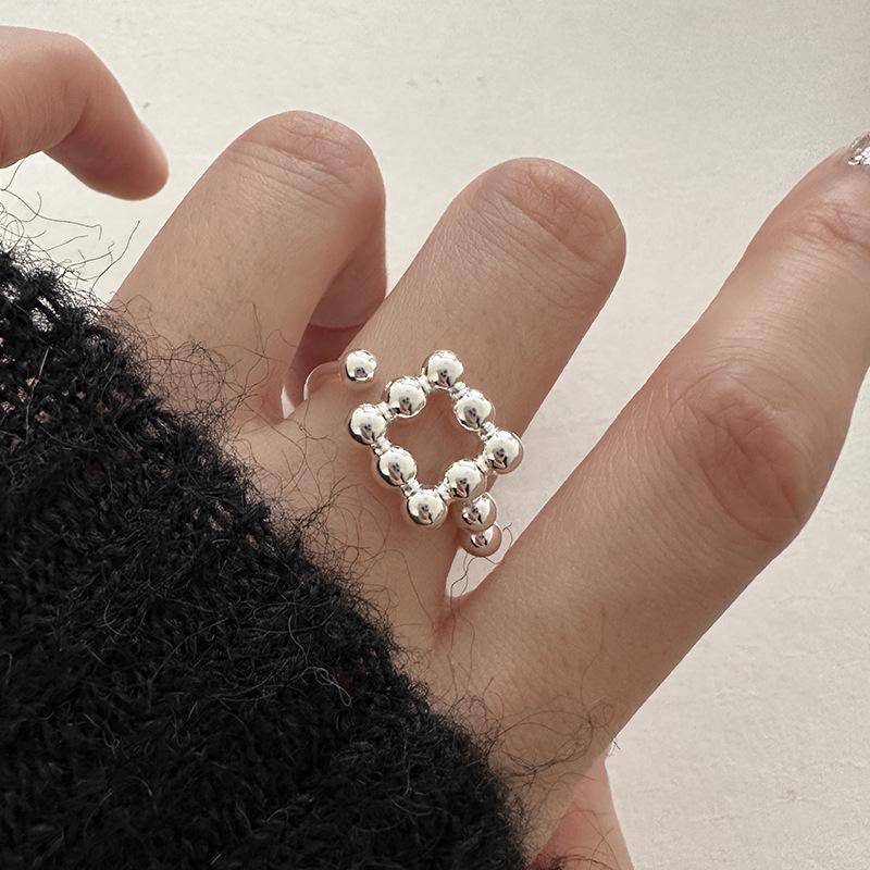 

925 Sterling Silver Geometry Sanding Adjustable Rings For Women Elegant Wedding Luxury Jewelry Accessories Argent 925 бежевый