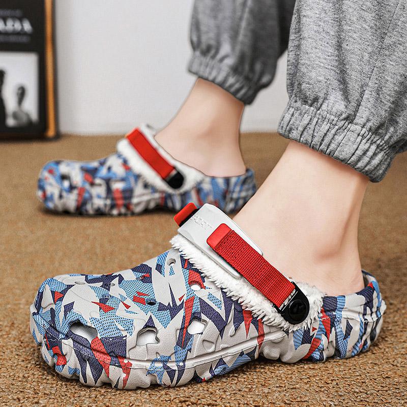 Fashion Winter Slippers Men outdoor Warm Shoes Non Slip Cotton Casual Clogs Slip on House Floor Slippers for Men