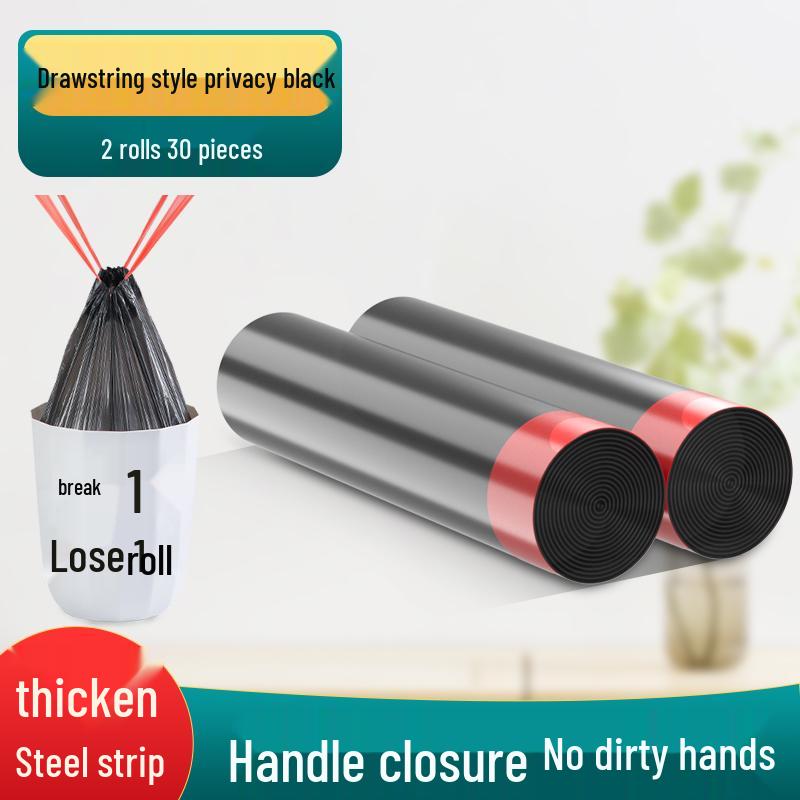 Verdickte schwarze Müllbeutel mit Kordelzug - Groß, Sparsam, Langlebig für Küche und Wohnheim