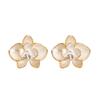 French Gentle Sweet Delicate Oil Drip Diamond White Petal Stud Earrings Women's Versatile Premium Earrings