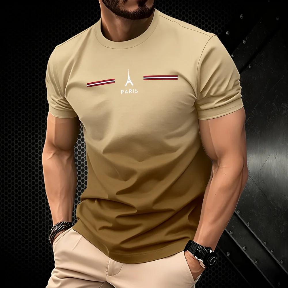 Sommer Herren 3D Farbverlauf Bedrucktes T-Shirt Einfach Paris Personalisiert Mode Rundhals Mode Trendig Sport Täglich Lässig Sport Kurzarm Oberteile
