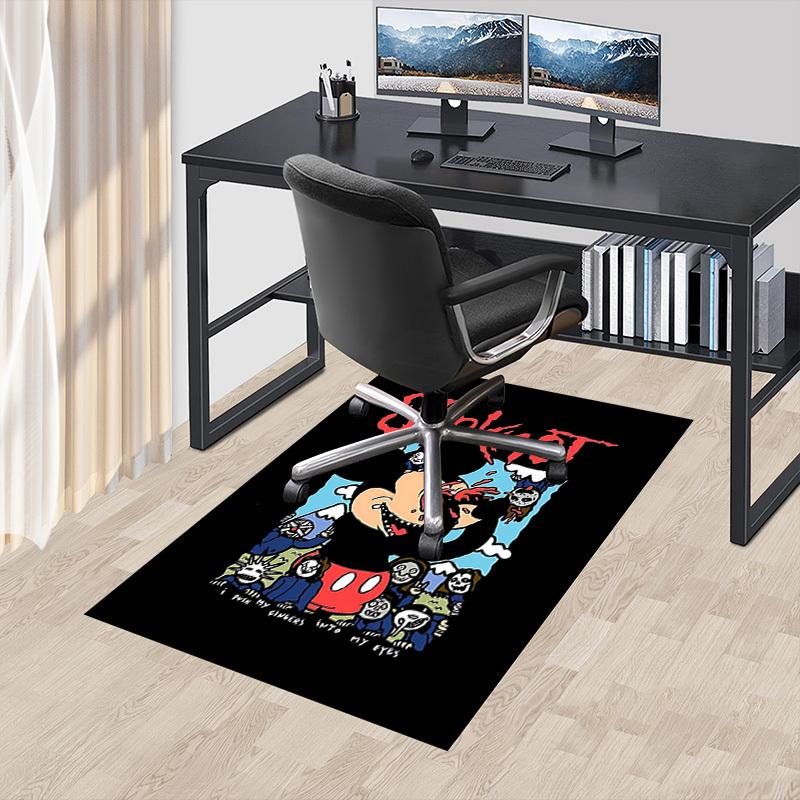 1pc Slipknot Mickey Home Office, Durable Polyester Floor Mat with Easy, Office Decor, Urban Style, Nonslip Backing, Highquality Fabric