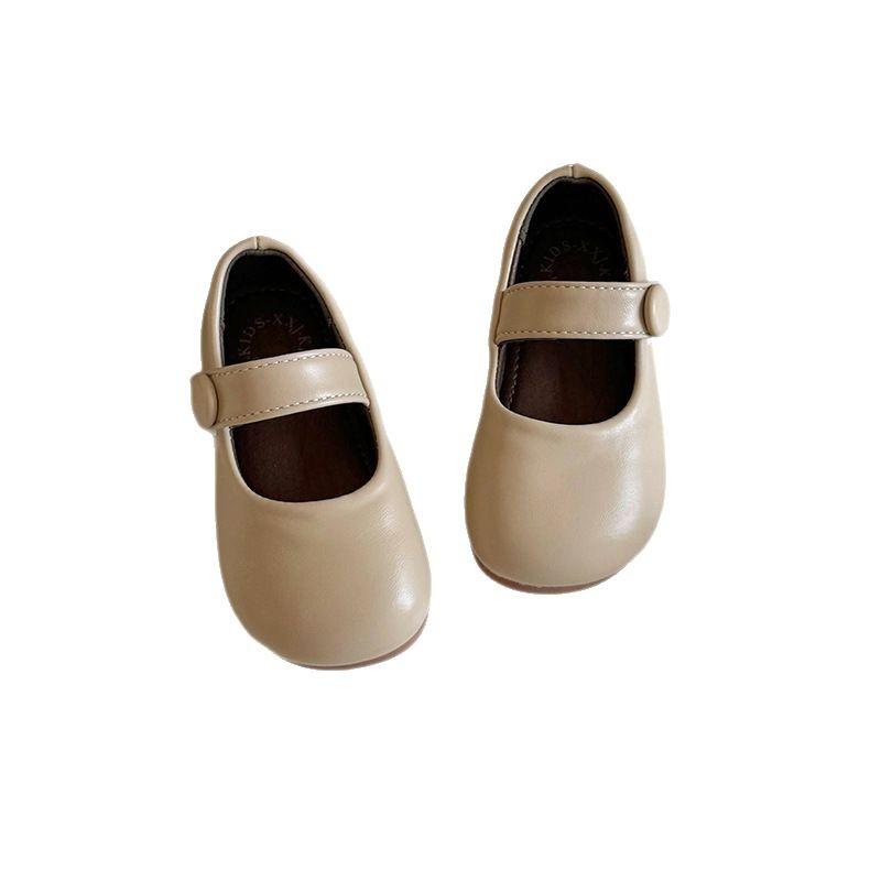 Girls' Retro Leather Shoes - New Children's Velcro Shoes with Soft Soles