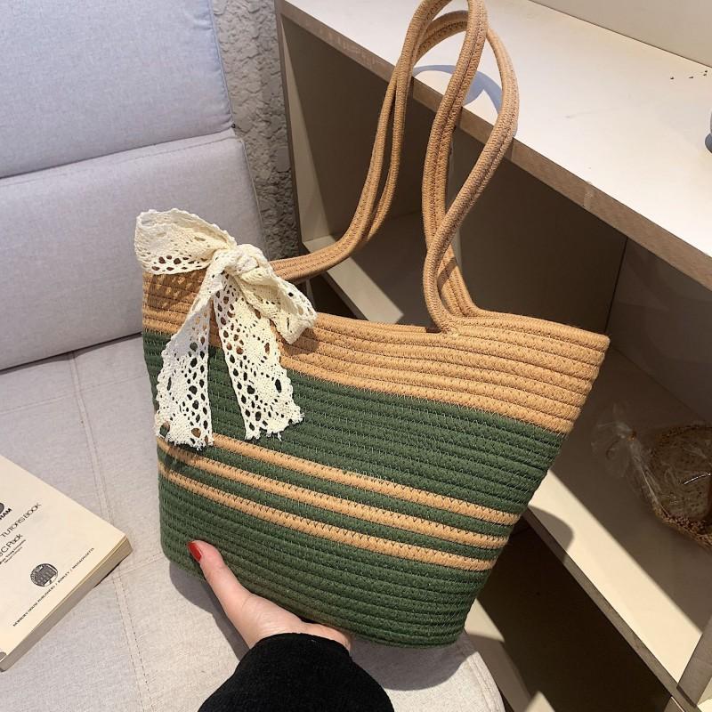 

Fashionable Hand-woven Beach Bag Large-capacity Shoulder Retro Women s Handbag Travel All-match Flat 38 high 25 bottom length 24 wide 9