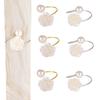 6PCS Exquisite Rose Napkin Buckles Luxury Serviette Buckles Decorative Pearl Napkin Ring  Holiday