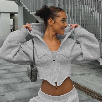 Women's European & American Zippered Hooded Cardigan - Long Sleeve Short Jacket for Autumn/Winter