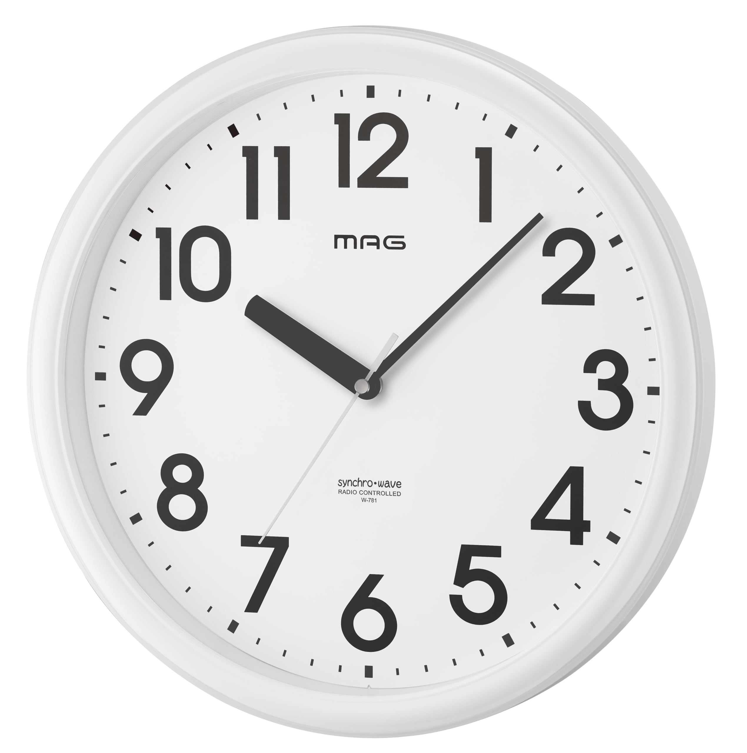 

MAG Wall Analog Simple Diameter Second Hand Stop White Rigel Noah Precision Clock, Radio-Controlled 31.0cm Night-Time W-781 WH-Z белый