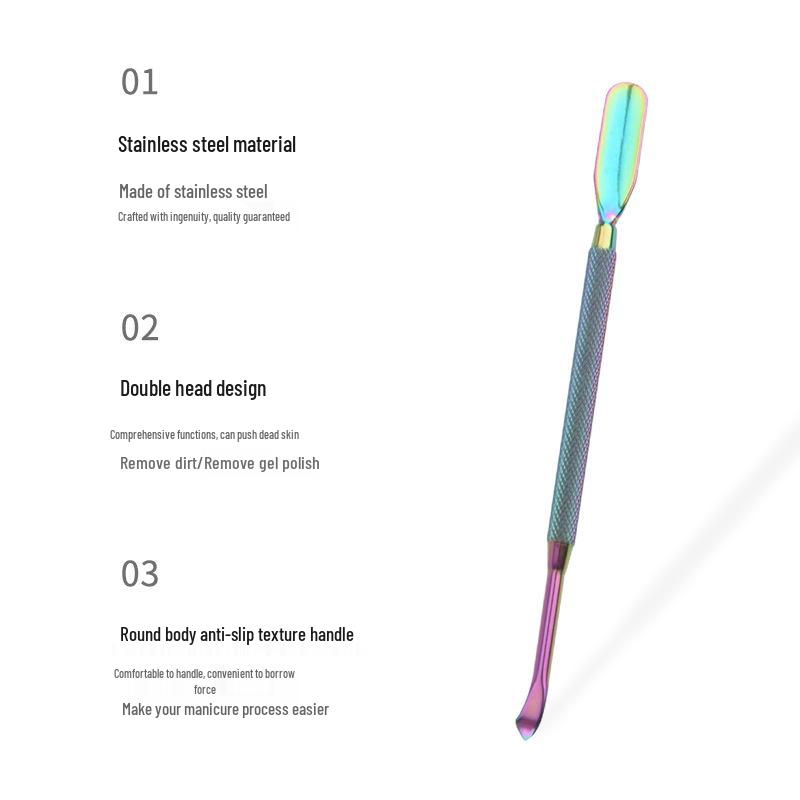 Stainless Steel Double-Ended Nail Cuticle and Polish Remover Tool with Bent Head