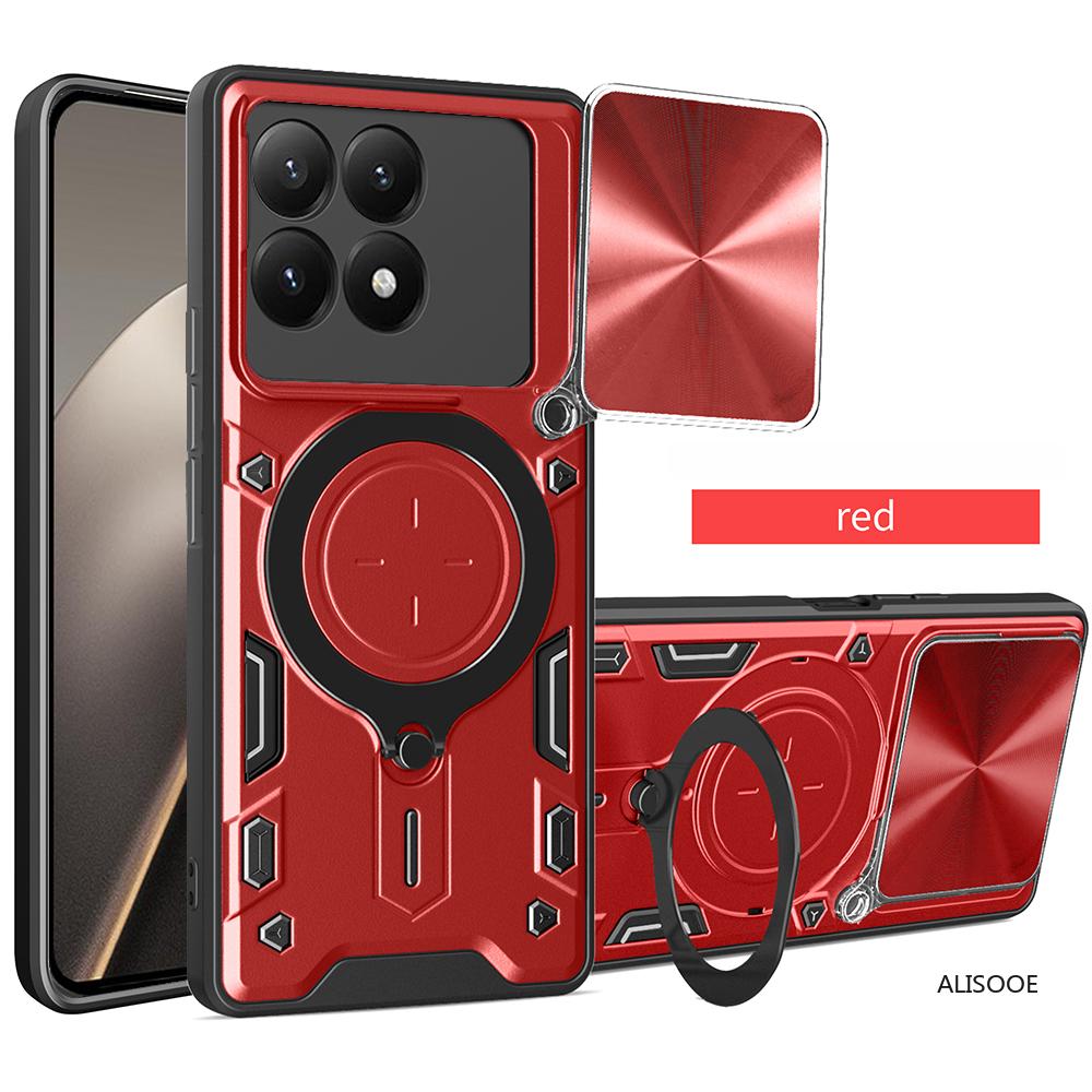 Kryt s posuvným krytem fotoaparátu pro Xiaomi 15T / Mi 15T Pro, magnetický kroužek, stojánek, ochranný kryt telefonu pro Xiaomi 15T