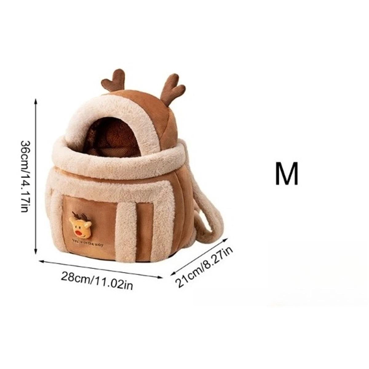 

Сумка-переноска для кошек Рюкзак в форме плюшевого лося для питомца Зимний рюкзак для выгула щенков Для путешествий, походов, кемпинга на открытом воздухе, для использования в помещении M
