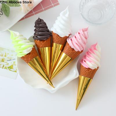 100PCS Aluminum Foil Paper Disposable Ice Cream Holder Solid Color Thickened Ice Cream Cone Sleeve Hand-held Anti-soiling