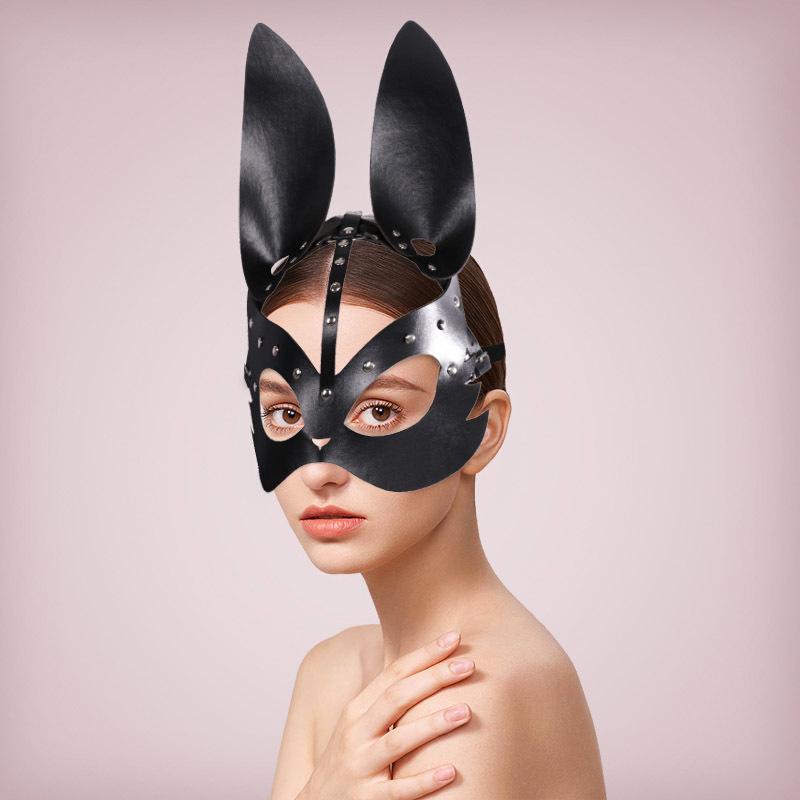 Punk, Leather Rabbit Mask, Ball Party Decoration, Halloween, Carnival, Animal Makeup, Costume Props, Cosplay Props